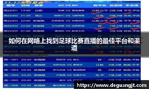 如何在网络上找到足球比赛直播的最佳平台和渠道