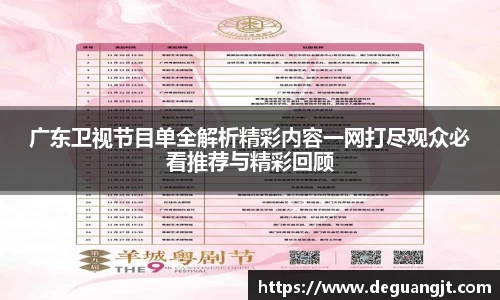 广东卫视节目单全解析精彩内容一网打尽观众必看推荐与精彩回顾